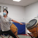 New probationary members, Mutsuko and Nick, learning Matsuri-daiko